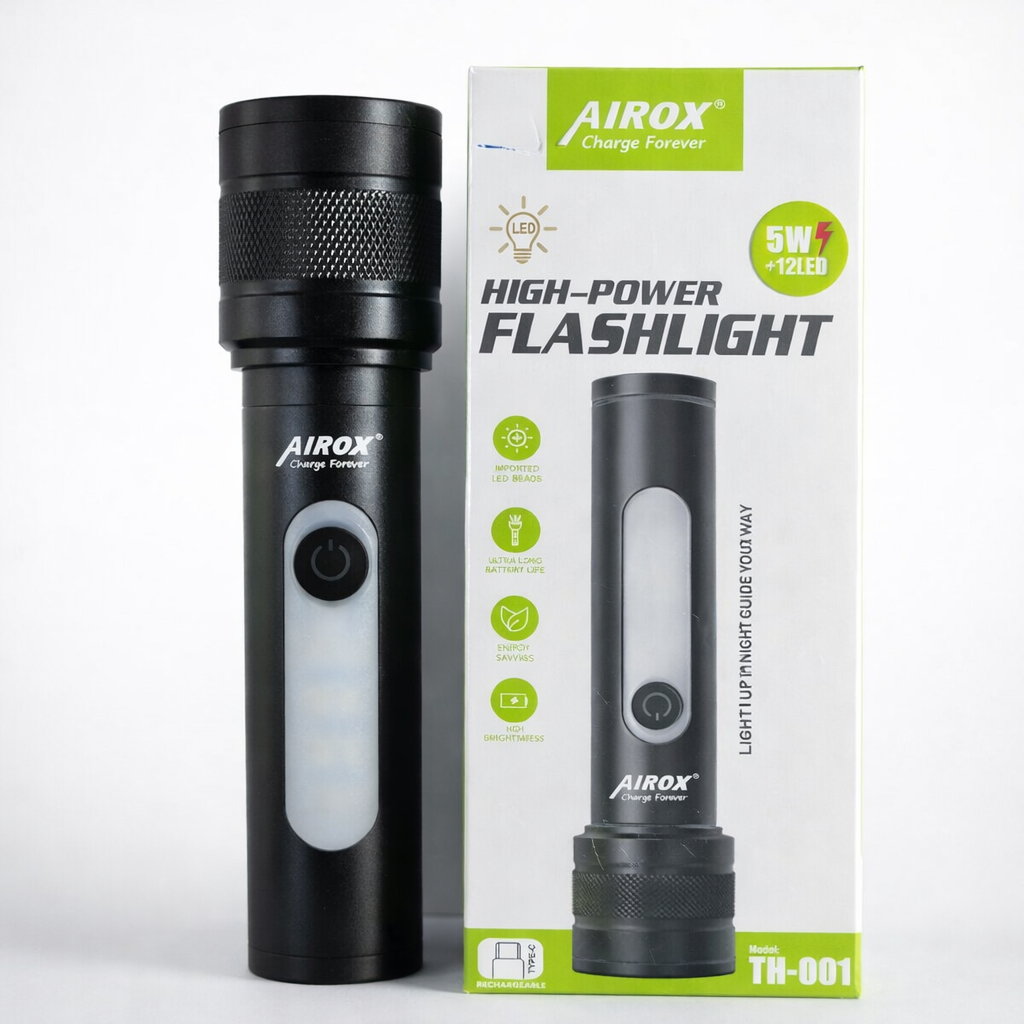 Airox 5-in-1 Rechargeable LED Flashlight | High-Power Side COB Work Light
