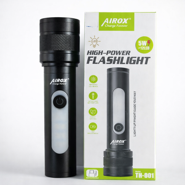 Airox 5-in-1 Rechargeable LED Flashlight | High-Power Side COB Work Light
