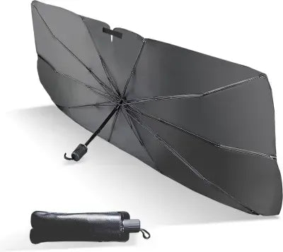 Foldable Car Windshield Sunshade Umbrella | UV Block & Heat Shield Car Front Window Reflector | Portable Auto Interior Protector (Fits Most Vehicles)