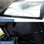 Foldable Car Windshield Sunshade Umbrella | UV Block & Heat Shield Car Front Window Reflector | Portable Auto Interior Protector (Fits Most Vehicles)