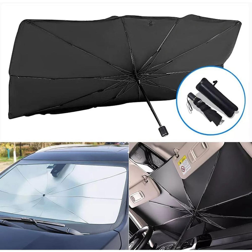 Foldable Car Windshield Sunshade Umbrella | UV Block & Heat Shield Car Front Window Reflector | Portable Auto Interior Protector (Fits Most Vehicles)